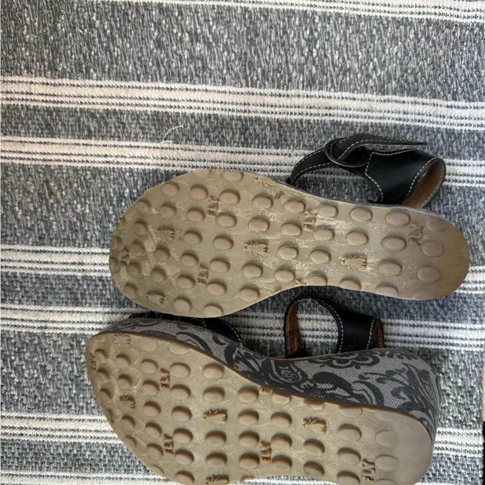 Fly London Black and Gray Patterned Wedges - Picture 5 of 7